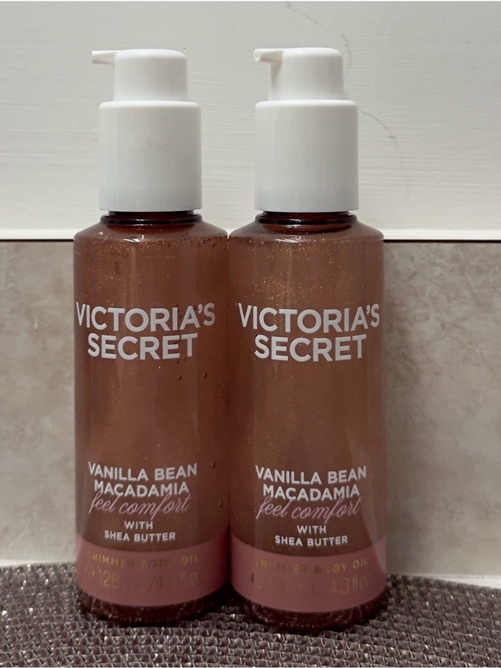 NEW Victoria's Secret Vanilla Bean Macadamia Shimmer Body Oil Set